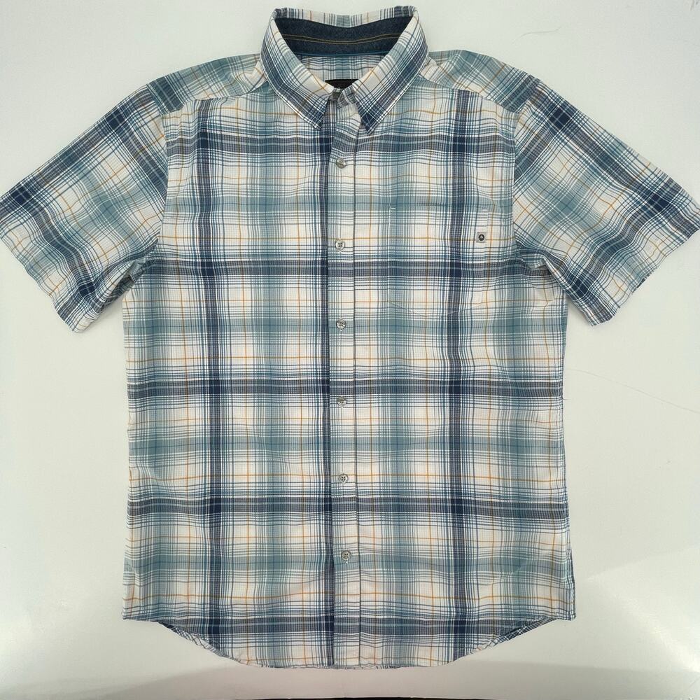 Marmot Blue and White Plaid Short Sleeve Button-Down Shirt